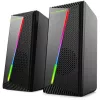 Garsiakalbiai stereo 2.0, 6W, jungtis Jack 3.5mm, maitinimas USB, Esperanza Rainbow Nortec 95855, RGB apšvietimas, juodi