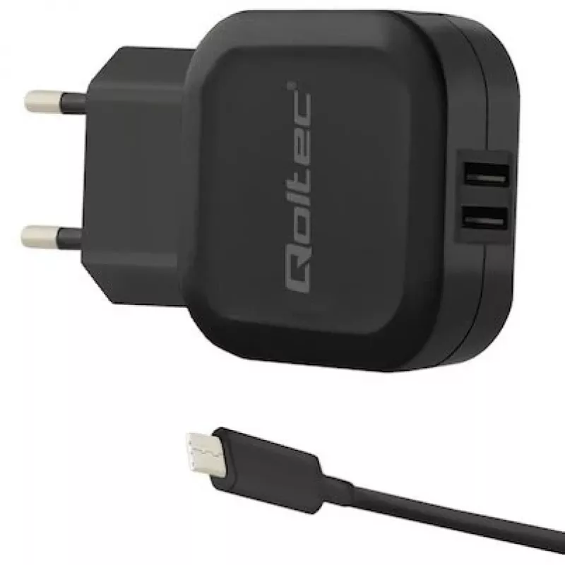 Qoltec 50188 mobiliojo įrenginio įkroviklis Nešiojamam kompiuteriui, Išmaniajam telefonui, Išmaniajam laikrodžiui, Planšetei, Telefonui, Universalus Juodas AC, DC Patalpoms