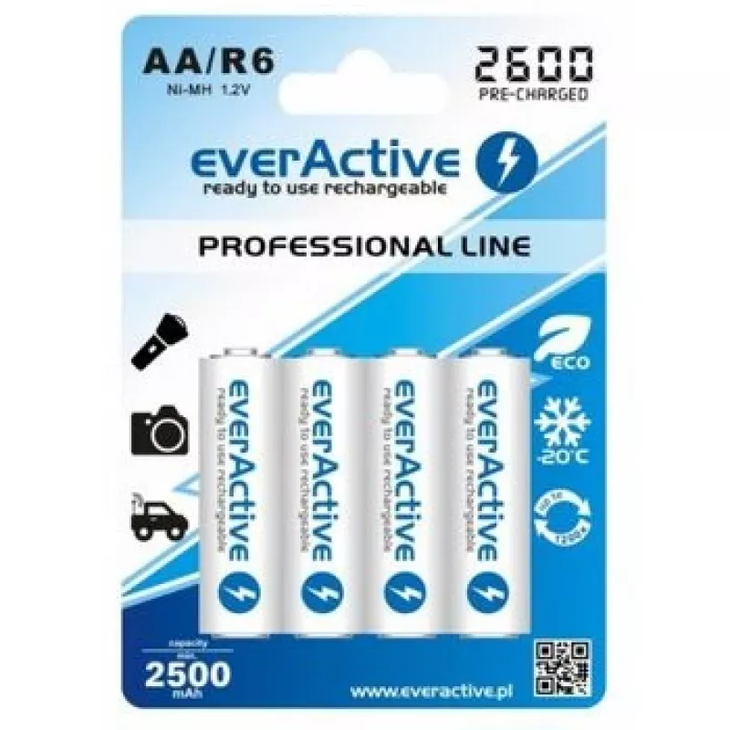 Baterii Reincarcabile R6 AA 2600mAh EverActive Professional pakuotės turinys 1x lizdinė pakuotė