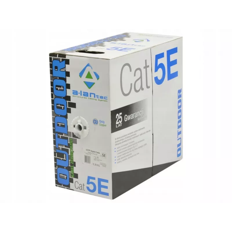 Alantec KIU5OUTS305Q tinklo kabelis, juodas, 305 m, Cat5e U/UTP (UTP) (KIU5OUTS305Q)