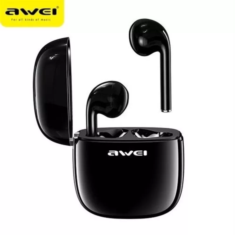 Ausinės Awei T28 TWS+docking Juodos
