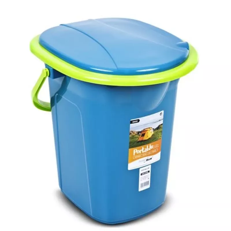 GreenBlue GB320BL Nešiojamas kelioninis tualeto kibiras su sėdyne Stovyklavimui Festivaliams Su rankena Dangtis Patvarus Stabilus 19L