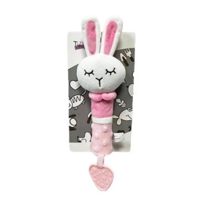 Minkštas pliušinis garsinis žaisliukas TULILO Bunny 17 cm — mielas barškutis kūdikiams ir mažiems vaikams