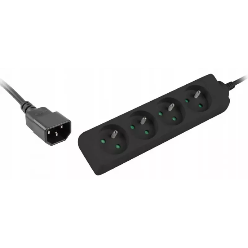 Maitinimo prailgintuvas Lanberg PS0-04E-0100-IEC-BK 1m 4 kintamosios srovės lizdai vidaus patalpoms juodas