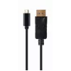 USB grafikos adapteris Gembird A-CM-DPM-01 su USB-C, palaiko iki 3840×2160, USB 2.0 / 3.2 Gen 2, juodas, 2 m laidas