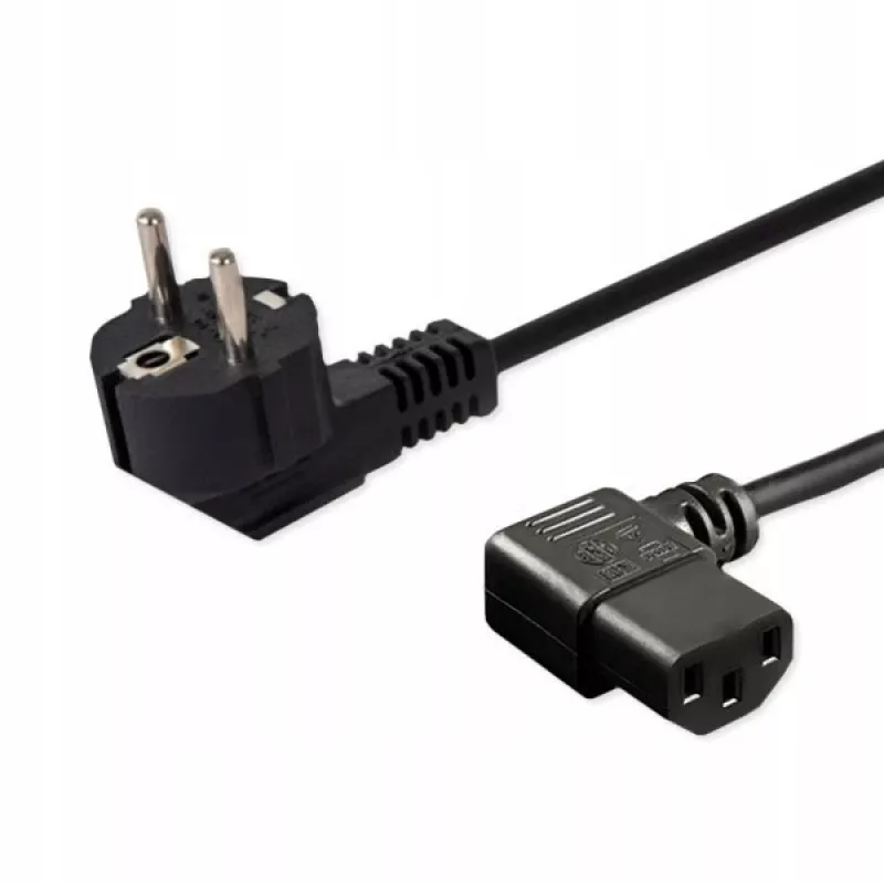 Maitinimo kabelis SAVIO CL-116 — 1,8 m, juodas, kampinis maitinimo kištukas C tipas į kampinį IEC C13, 3 gyslų 0,5 mm²