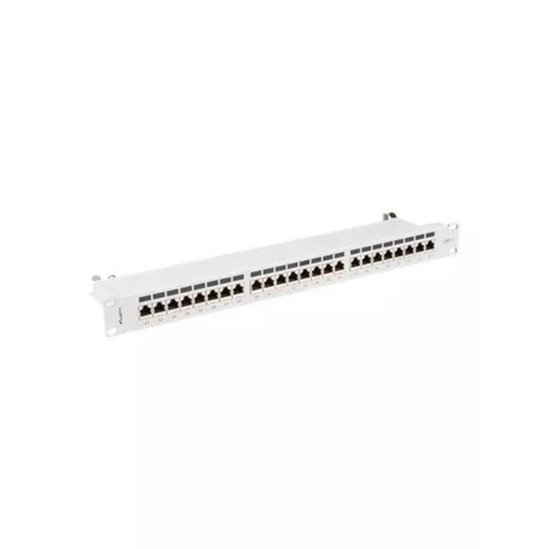 Patch panel 1U LANBERG PPS7-1024-S — 24 prievadų, Cat7, F/UTP, metalinis, 1U (445×102×44,5 mm)