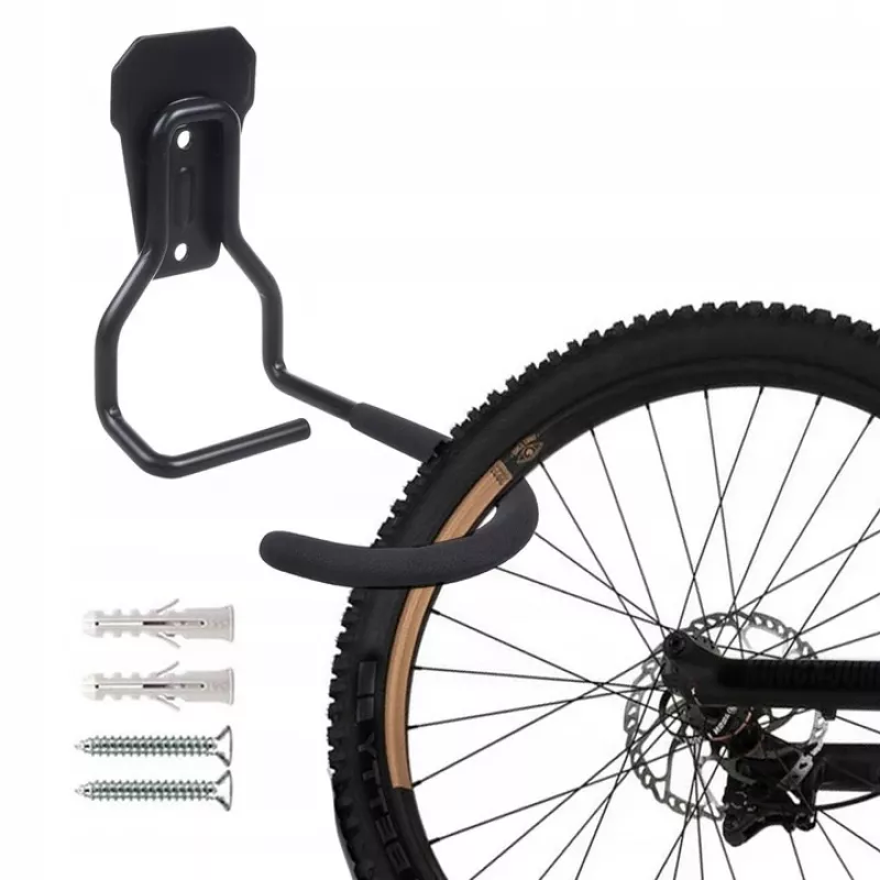 Dviračio tvirtinimo ant sienos laikiklis MACLEAN MC-433 vertikalus dviračio kablys, sulankstomas, reguliuojamo pločio, dviračiams iki 20 kg, juodas