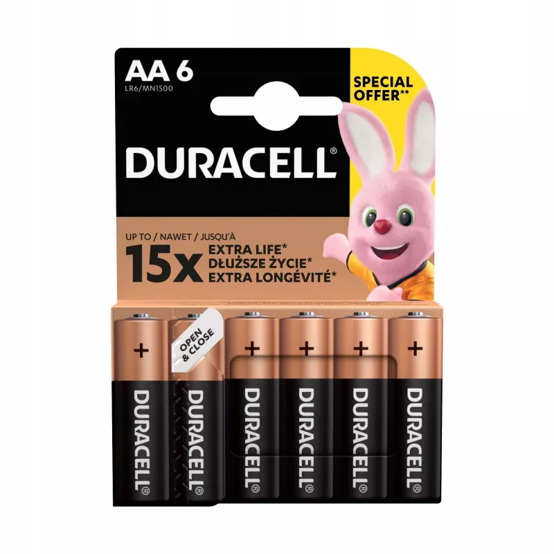 Baterijų rinkinys Duracell Basic AA / LR6 — 6 vienetai (šarminės)