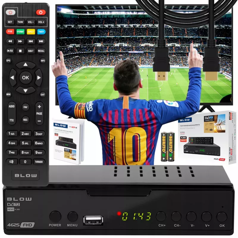 Skaitmeninis TV imtuvas BLOW 4625FHD DVB-T2 H.265 antžeminis priėmėjas, HDMI, USB, SCART, Ethernet, S/PDIF