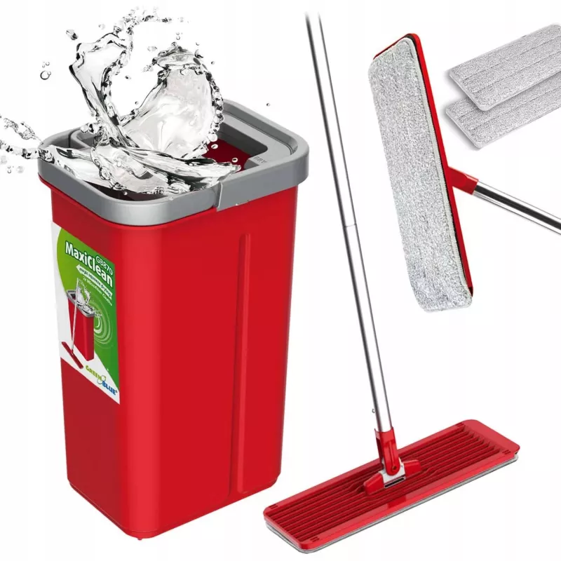 GB870 MaxiClean plokščias šluotos rinkinys su 2 viename valymo kibiru 5,7 l, šluotos grindų valymo sistema, 360° besisukanti šluotos galvutė
