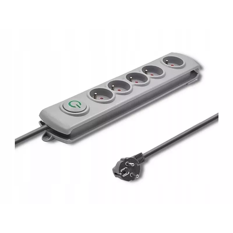Qoltec 50272 viršįtampių apsaugos įrenginys, pilkas, 5 kintamosios srovės lizdai, 230 V, 3 m