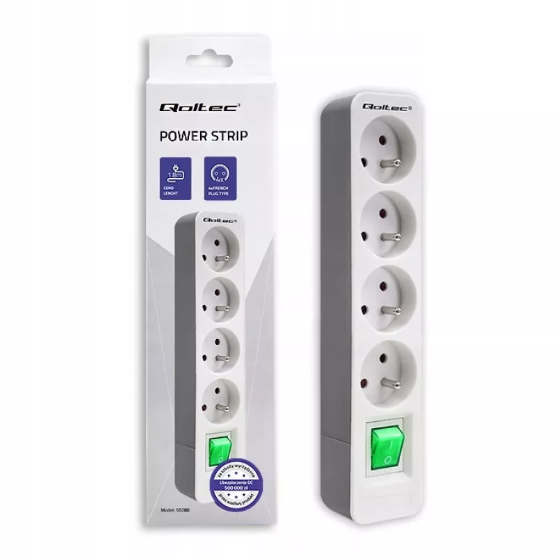 Power Extension Qoltec 50288 1.8m 4 AC Outlets Indoor White
