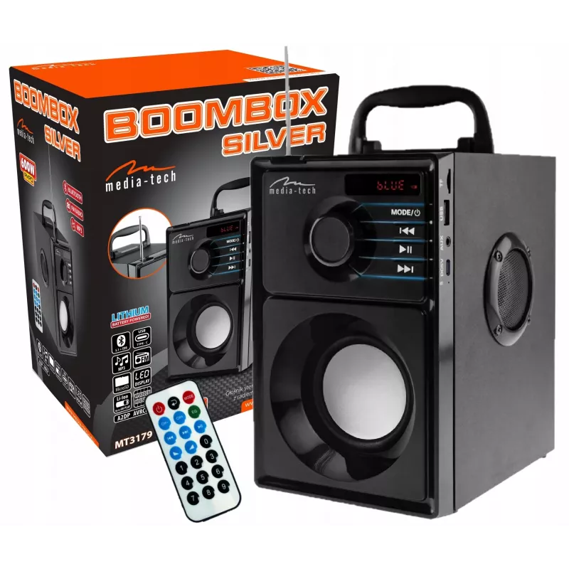 Belaidis garsiakalbis MEDIA-TECH MT3179, 20 W (RMS 15 W), Bluetooth 5.1, FM, MicroSD, USB, AUX, ličio jonų, 6 val., medinis korpusas