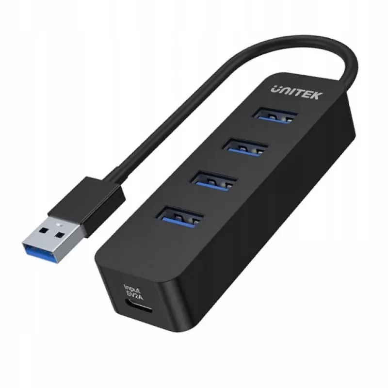 UNITEK uHUB Q4 USB 3.2 Gen 1 (3.1 Gen 1) Type-A 5000 Mbit/s juoda