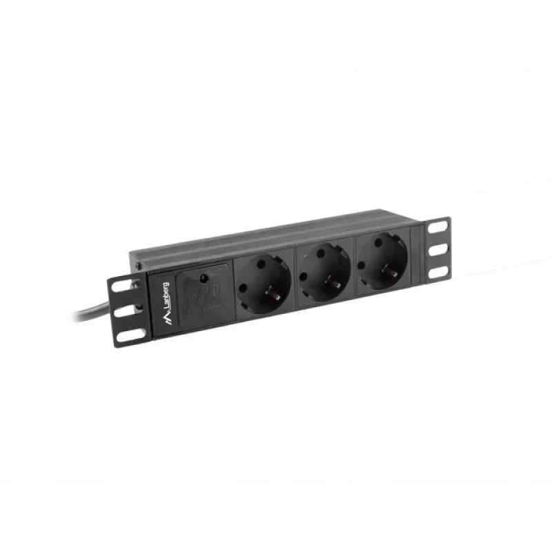 Lanberg PDU-03E-0200-BK maitinimo paskirstymo blokas (PDU) 3 kintamosios srovės lizdai 1U juoda