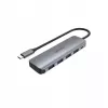 USB šakotuvas Unitek P5+ — 5 prievadai (4 × USB 3.2 Gen 2 Type-A), USB 3.2 Gen 1 šeimininkas, 5 Gbit/s, 10 W PD, aliuminis, pilka