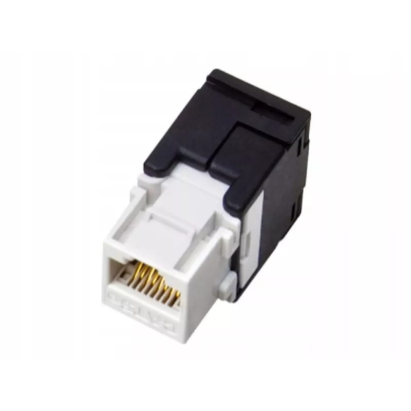 RJ45 laido jungtis Alantec MB001, tiesi moteriška, paauksuoti kontaktai, AWG 22/24, 568 A, termoplastikas, juoda/balta