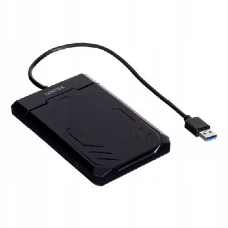 HDD/SSD dėžutė Unitek Y-3036, 2,5 colio SATA III, USB 3.2 Gen 1 (5 Gbit/s), UASP, integruotas USB-A laidas, juoda