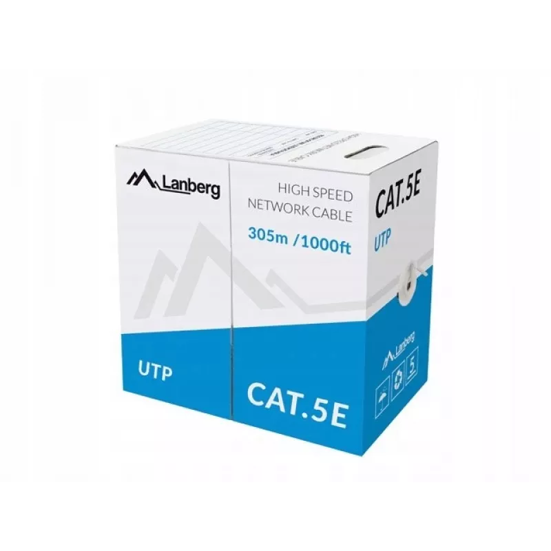 LANBERG tinklo kabelis U/UTP Cat5e LCU5-10CC-0305-BK 305 m, 24 AWG CCA, 5 mm, PVC apvalkalas, juodas