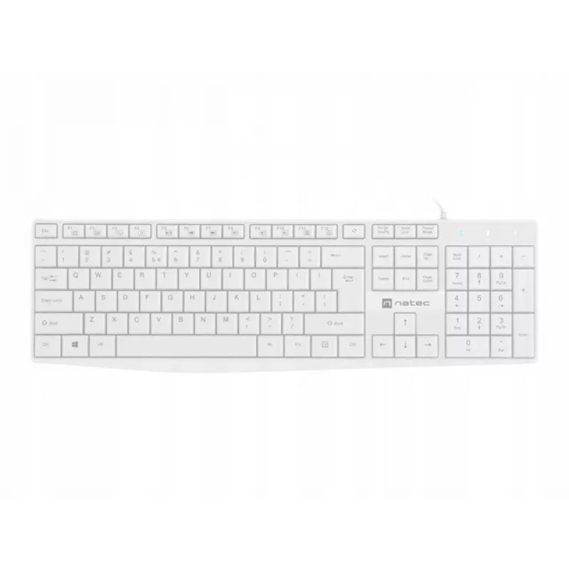 Pilno dydžio laidinė klaviatūra NATEC NAUTILUS NKL-1951, 105 klavišų, US International QWERTY, balta, USB, 1,8 m