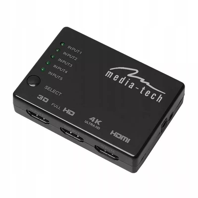 HDMI vaizdo jungiklis MEDIA-TECH MT5207, 3x HDMI įėjimai, 1x HDMI išėjimas, juodas