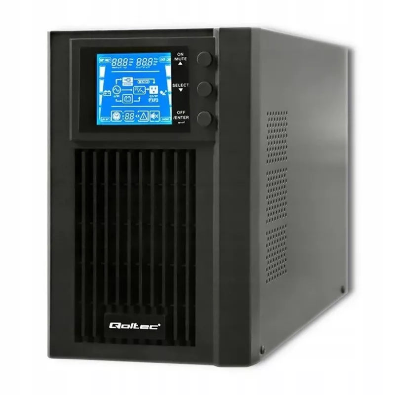 Qoltec 53042 nepertraukiamo maitinimo šaltinis (UPS) Dvigubo keitimo (Online) 1 kVA 800 W 2 AC lizdai