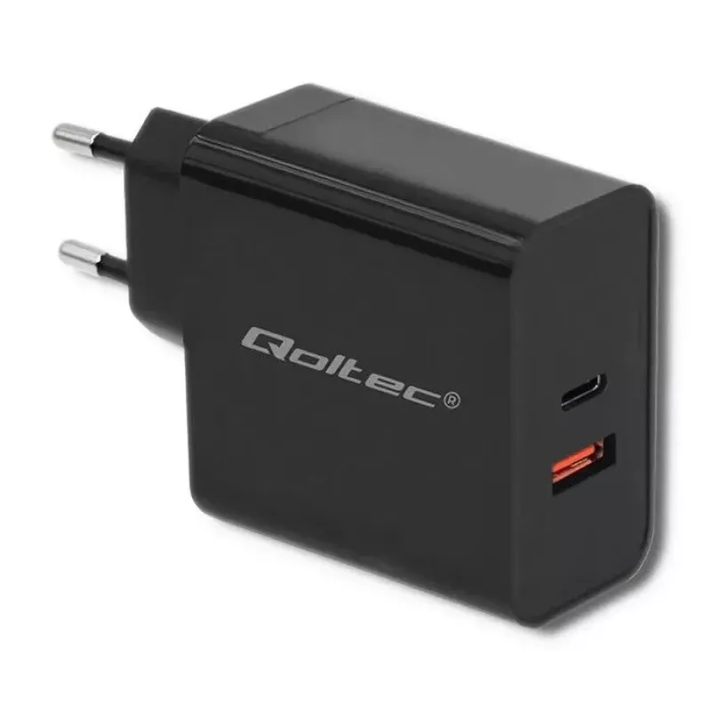 Maitinimo adapteris QOLTEC 51716 — 220–240 V kintamoji srovė į 20 V 3 A (63 W), juodas, vidaus universalus įkroviklis