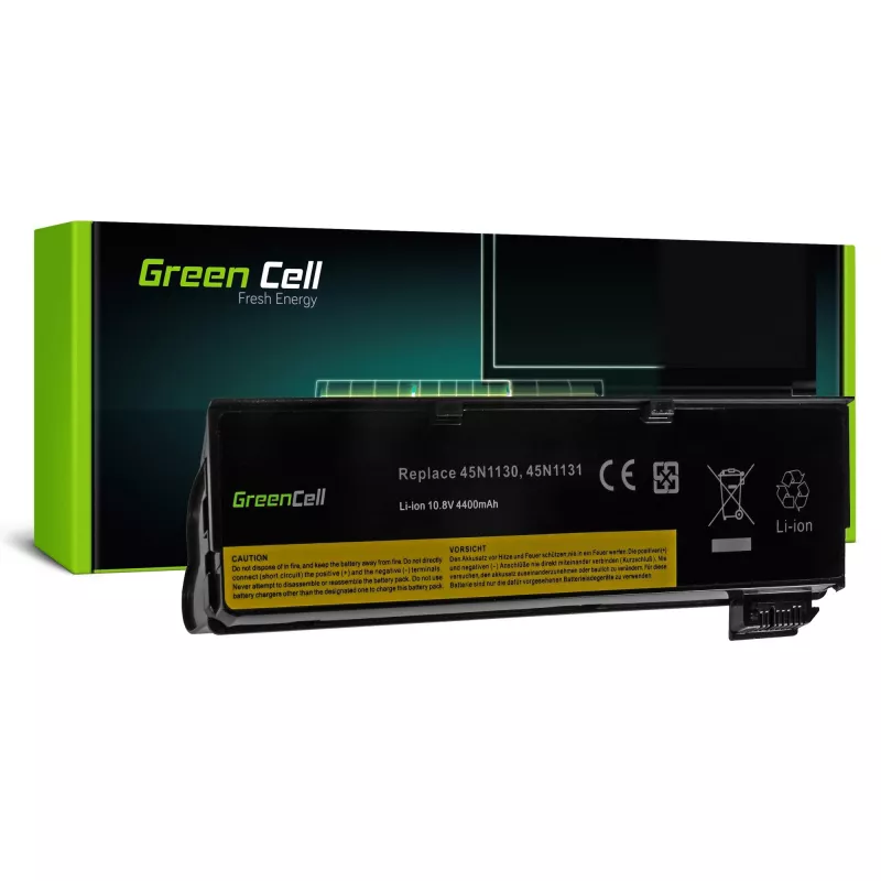 Baterija Green Cell LE57V2, skirta Lenovo ThinkPad L450 T440 T450 X240 X250 – Li‑Ion 4400 mAh, juoda