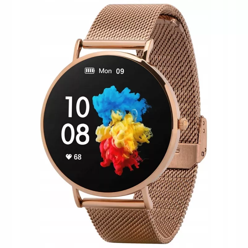 Išmanusis laikrodis Garett Verona Gold Steel AMOLED Bluetooth IP67 GPS SMS
