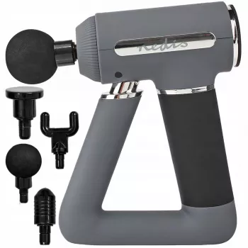 Nedis Sports Massage Gun, 6-Speed with 4 Attachments, Brushless Motor for Muscle Recovery & Relaxation, Triangular Handle, Rechargeable - Pilka
