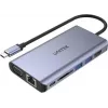 UNITEK uHUB O8+ laidinis USB 3.2 Gen 1 Type-C pilkas 100W Power Delivery