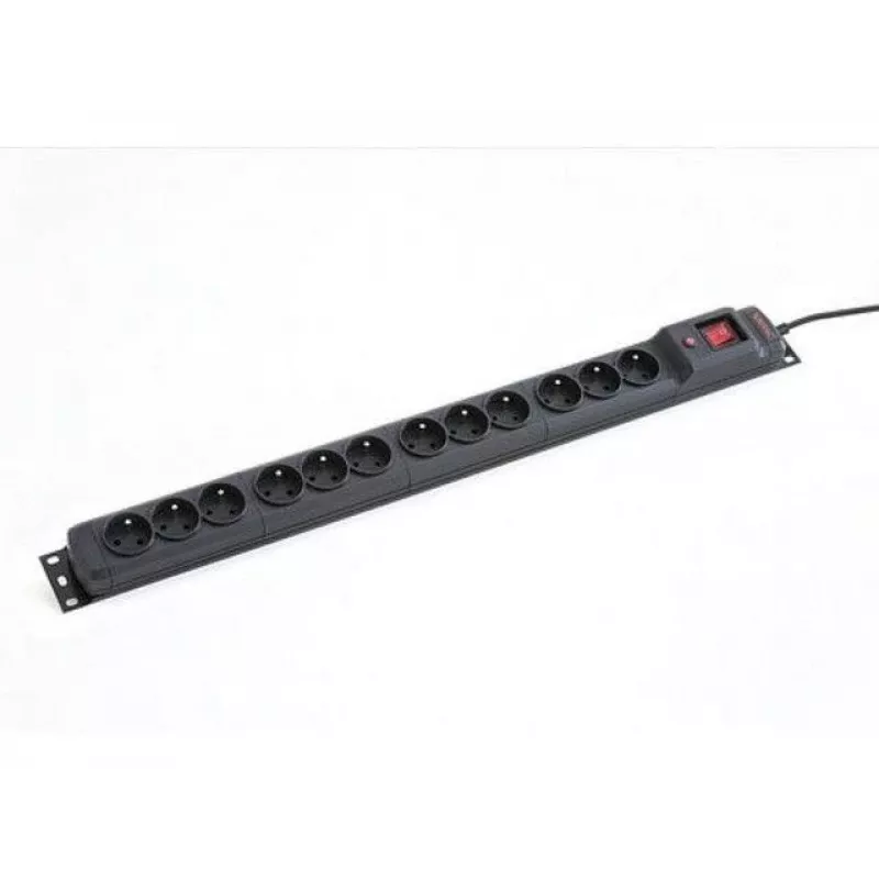 Armac M12 19 colių stovo maitinimo juosta, 12x 230V, vertikali, 1,5 m, juoda (M12/15/CZ)