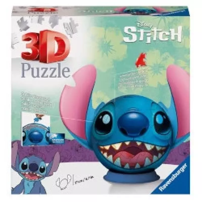 Ravensburger Disney Stitch 3D dėlionė vaikams nuo 6 metų – 72 detalės – nereikia klijų – Velykinės dovanos vaikams