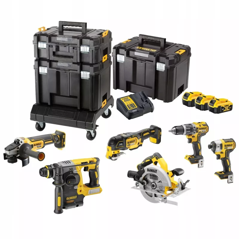 Įrankių rinkinys DeWalt DCK685P3T 18 V belaidis kombinuotasis rinkinys — 3×5,0 Ah baterijos, DCH273 kūjis, kampinis šlifuoklis, dėklas