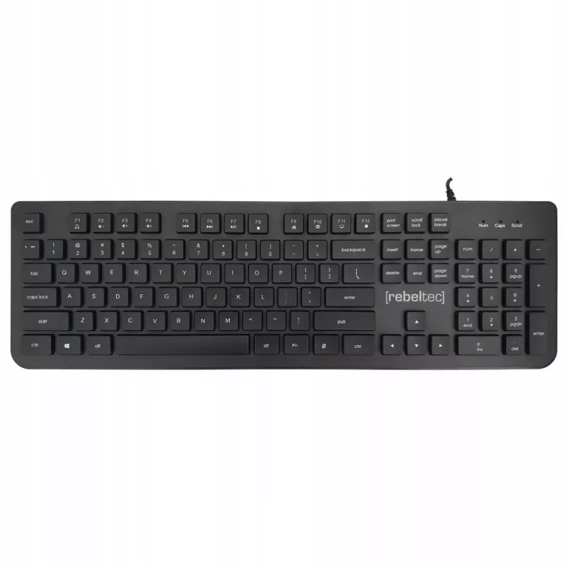 USB multimedijos klaviatūra Rebeltec RBLKLA00042 — pilno dydžio, juoda