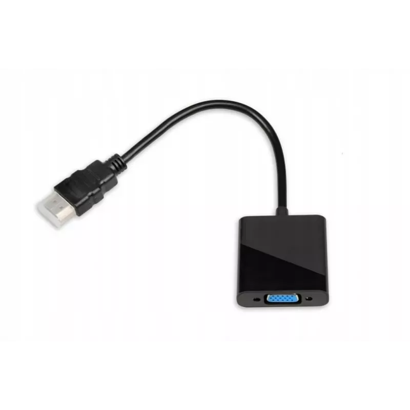 Vaizdo kabelio adapteris IBOX HDMI Type A kištukas į VGA D-Sub lizdą, 1080p, juodas, 105×25×20 mm