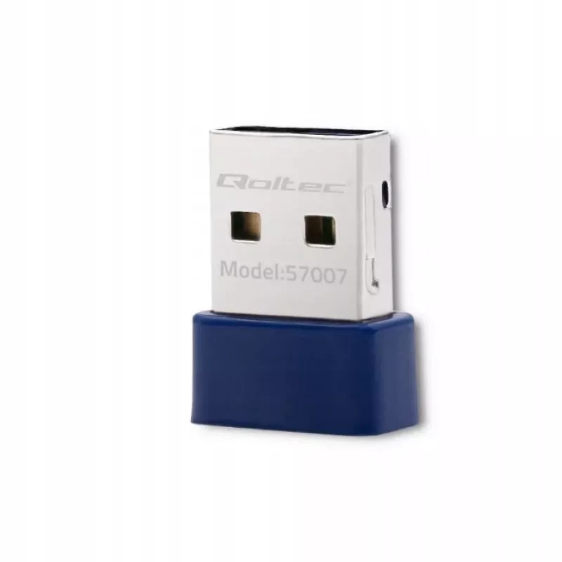 Belaidis mini USB Wi‑Fi adapteris QOLTEC 57007 — Vienos juostos 2,4 GHz, iki 150 Mbps, vidinė antena
