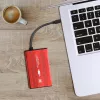 HDD/SSD dėklas QOLTEC 51860 2,5 colio SATA III diskams, USB Type-A, 5 Gbit/s, aliuminis, raudonas