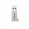 USB Type-A adapteris Unitek A1034NI, sidabrinis, USB 2.0/3.2 Gen1, iki 5 Gbit/s, cinko korpusas, 36×16,7×5,7 mm