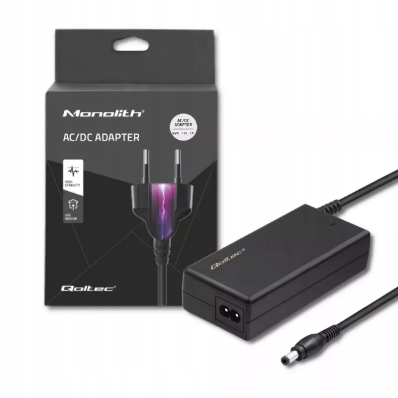 Qoltec 84W stalinis maitinimo blokas | 12V | 7A | 5.5*2.5 | +maitinimo laidas