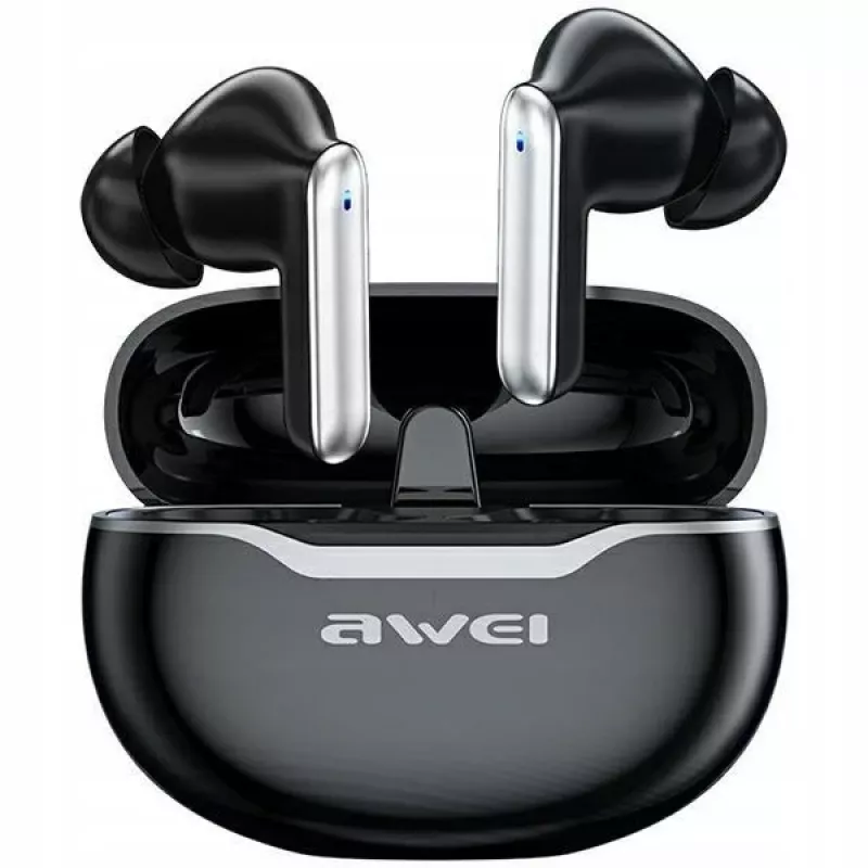 Awei ausinės Bluetooth 5.3 T50 TWS įkrovimo dėklas / juodos