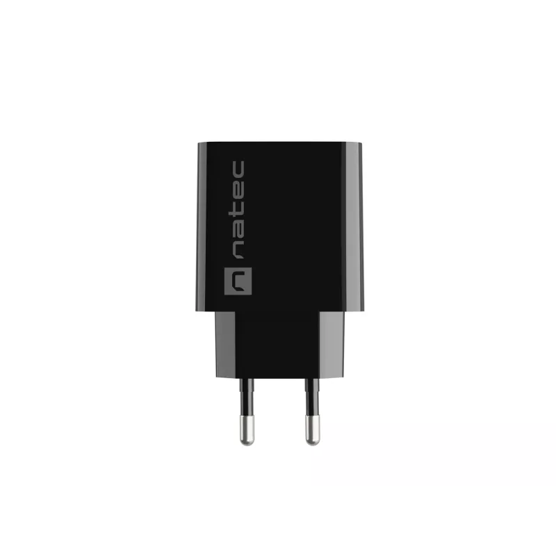 NATEC AC greitas įkrovimas vidinis laidinis įkroviklis Ribera — 18W (5–15V, iki 3A), 1× USB-A, Huawei FCP/SCP, juodas
