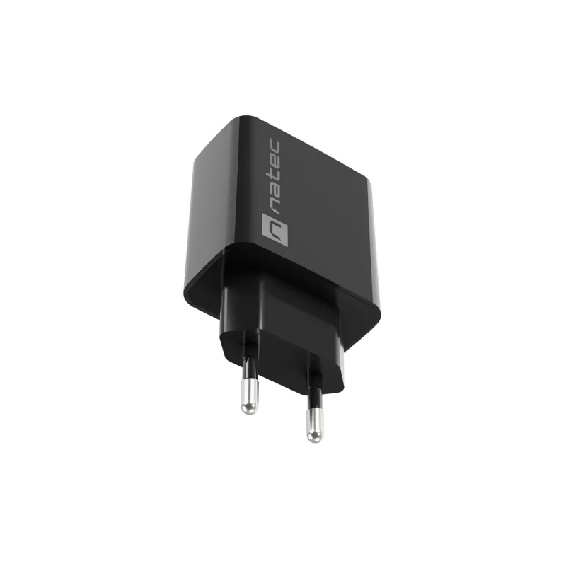 NATEC AC greitas įkrovimas vidinis laidinis įkroviklis Ribera — 18W (5–15V, iki 3A), 1× USB-A, Huawei FCP/SCP, juodas