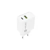 Vidinis AC greito įkrovimo įkroviklis NATEC RIBERA 12V 20W USB-C PD 3.0 + USB-A Samsung AFC baltas
