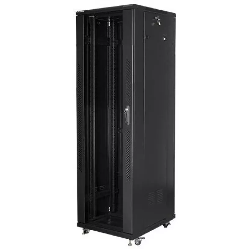 Laisvai pastatoma spinta LANBERG 42U FF01-6842-12BL 600×800×2127,5 mm, 1200 kg, IP20, raktinis užraktas, ratukai