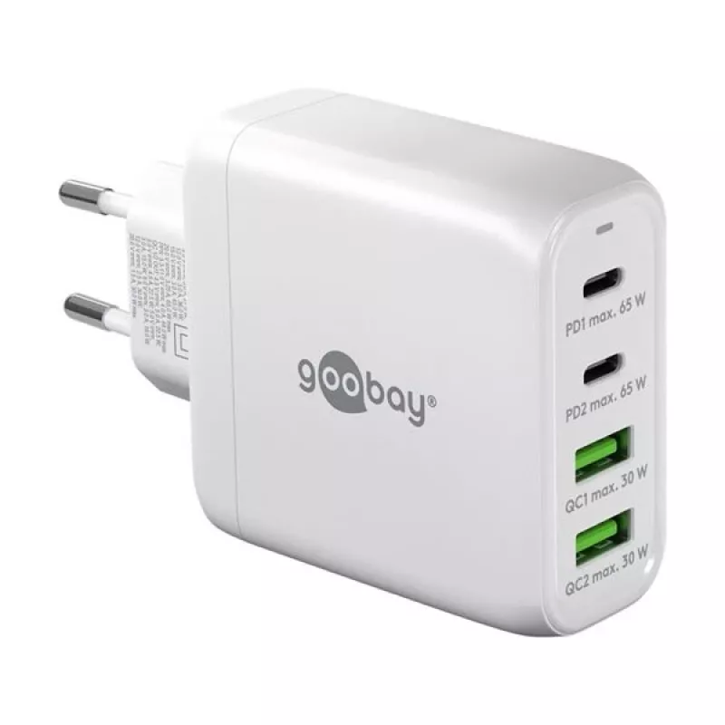 Goobay 64818 Įkroviklis mobiliesiems įrenginiams Ausinėms - Nešiojamajam kompiuteriui - Išmaniajam telefonui Balta AC Greitasis įkrovimas Patalpose (64818)