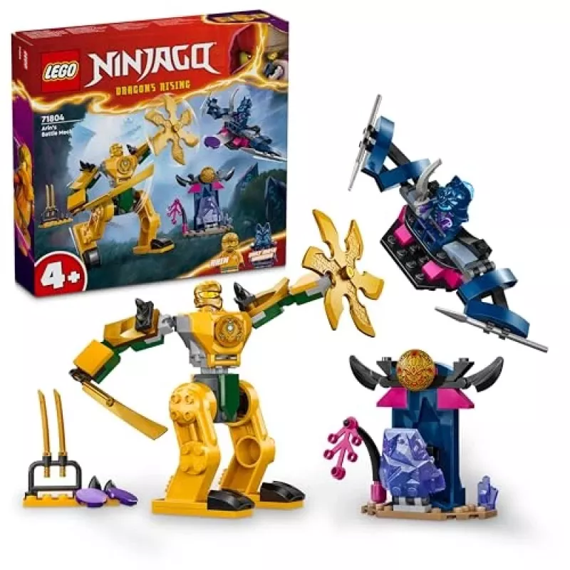 LEGO NINJAGO Arin mūšio mecha veiksmo figūrėlė, ninja žaislas berniukams, mergaitėms ir vaikams nuo 4 metų, Dragons Rising rinkinys su Arin minifigūrėle ir mini Kata