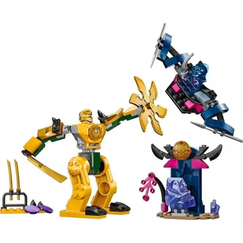LEGO NINJAGO Arin mūšio mecha veiksmo figūrėlė, ninja žaislas berniukams, mergaitėms ir vaikams nuo 4 metų, Dragons Rising rinkinys su Arin minifigūrėle ir mini Kata