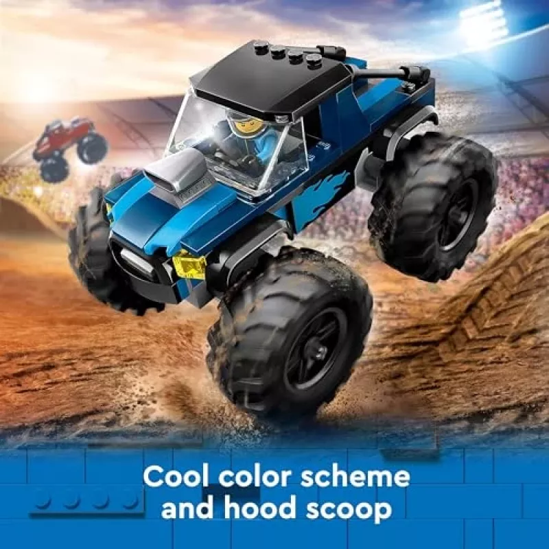 Konstruktorius LEGO City 60402 Mėlynas monstriškasis sunkvežimis su didelėmis padangomis, 148 dalys, 1 minifigūrėlė, amžius 5+